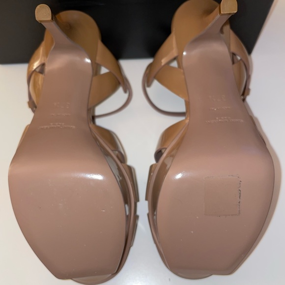 YSL TRIBUTE PATENT LEATHER PLATFORM HEELS 37.5 - Picture 9 of 10